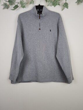 Polo Ralph Lauren Men’s Size XXL Grey 1/4 Zip Long Sleeve Cotton Sweater Top